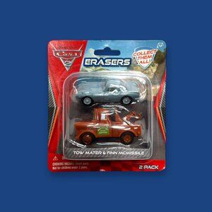 Disney Pixar Cars 2 Erasers 2 Pack Tow Matter/Finn McMissile 2011 #23590 Sealed